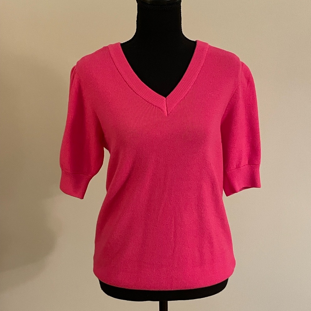 ✨🆕NWOT ROSE RED💕✨ short sleeve V-neck sweater! Size~Medium